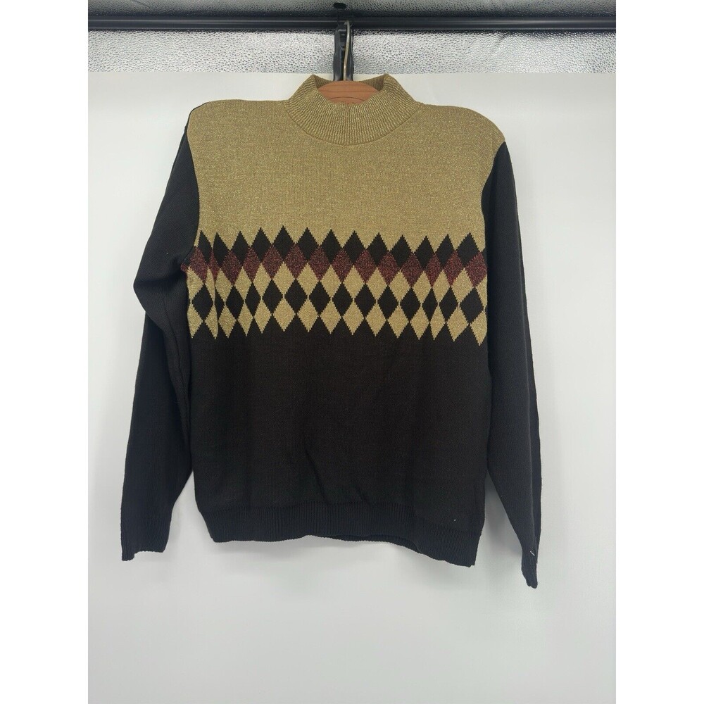 Alfred dunner gold and black ugly grandma sweater made in USA M vtg M